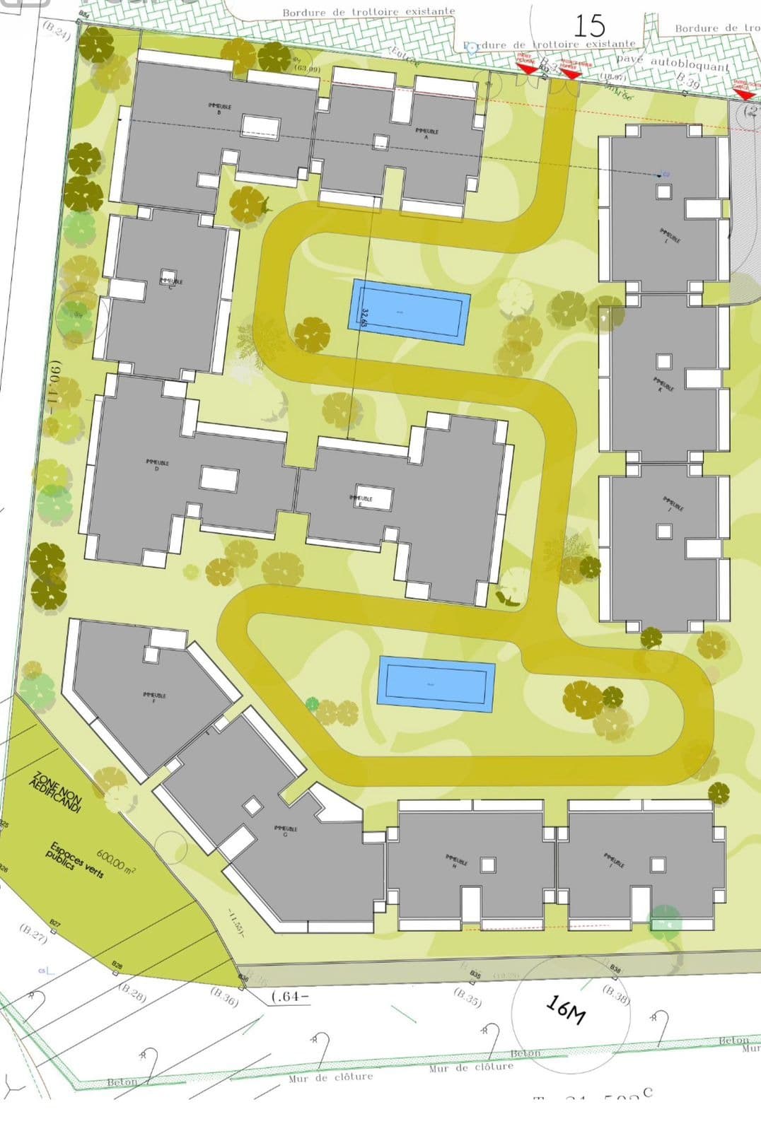 Plan d'aménagement de la résidence Les Jardins du Verger